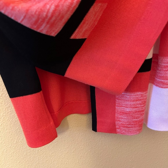 Ming Wang Women's Open Cardigan, Coral, White and Black, Size XS - Picture 4 of 7